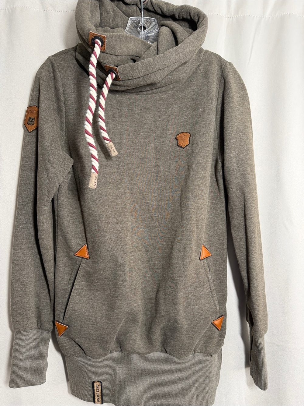 Naketano Brave New World Green Hoodie Sweatshirt Pullover Cowl Neck Small